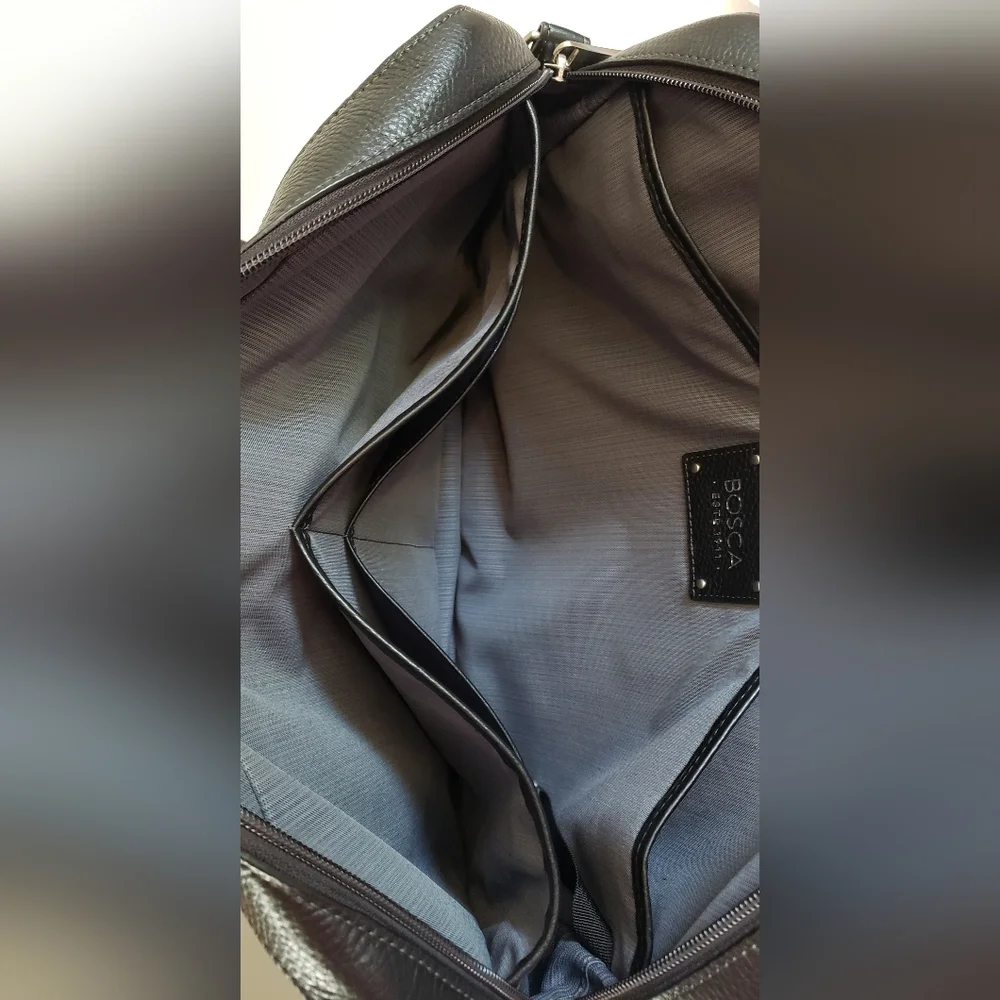 Bosca Black Pebbled Leather Briefcase Laptop Bag